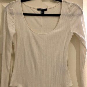 🔥 Forever 21® White ribbed Bodysuit size L